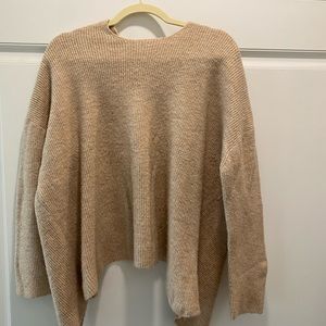 ASOS Ribbed Wool Sweater, Draped back. tan, size M